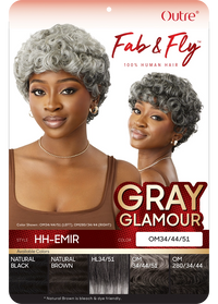 Thumbnail for Outre Fab&Fly™ Gray Glamour 100% Unprocessed Human Hair Wig HH Emir QHFGEMI - Elevate Styles