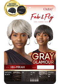 Thumbnail for Outre Fab&Fly™ Gray Glamour 100% Unprocessed Human Hair Wig HH Mikah QHFGMIK - Elevate Styles