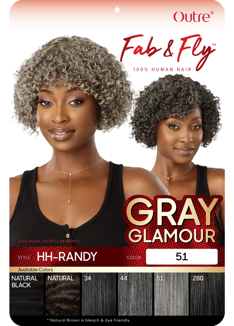 Outre Fab&Fly™ Gray Glamour 100% Unprocessed Human Hair Wig HH Randy QHFGRAN - Elevate Styles