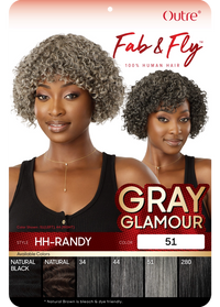Thumbnail for Outre Fab&Fly™ Gray Glamour 100% Unprocessed Human Hair Wig HH Randy QHFGRAN - Elevate Styles