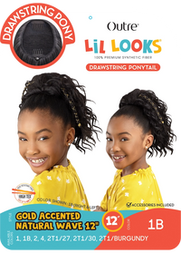 Thumbnail for Outre Lil Looks Drawstring Pony - Gold Accented Natural Wave 12
