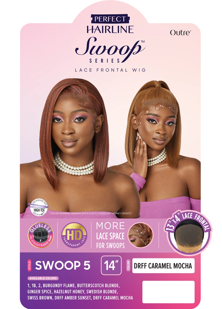 Outre Perfect Hairline Swoop Series Frontal Lace 13"x 4" HD Transparent Lace Front Wig Swoop 5 - Elevate Styles