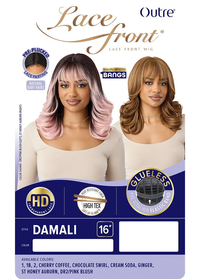 Outre Lace Front Wig – Damali (16") | Salon-Styled Glueless Wig with Bangs QLDAM - Elevate Styles