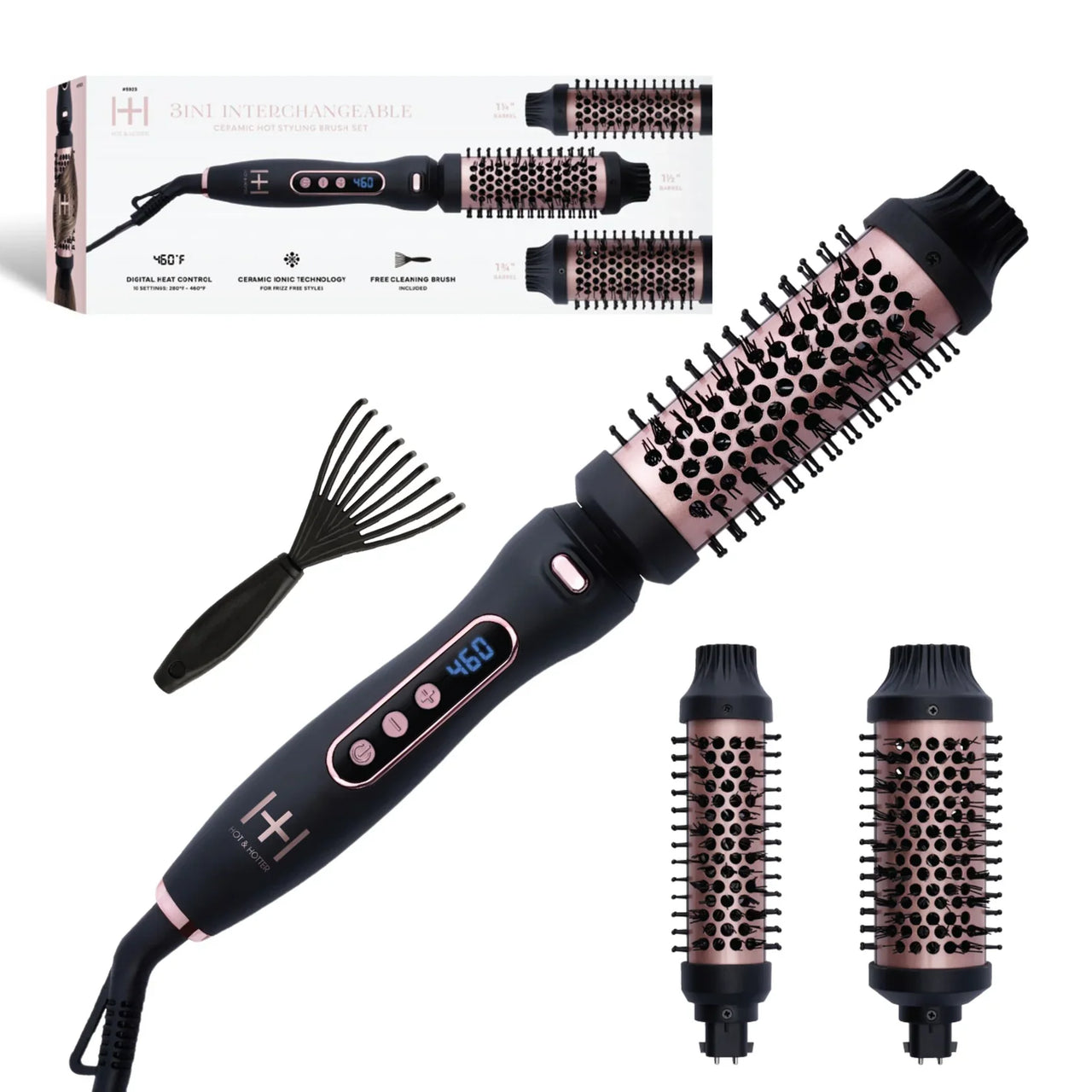 Hot & Hotter 3-in-1 Interchangeable Ceramic Hot Styling Brush Set - Elevate Styles