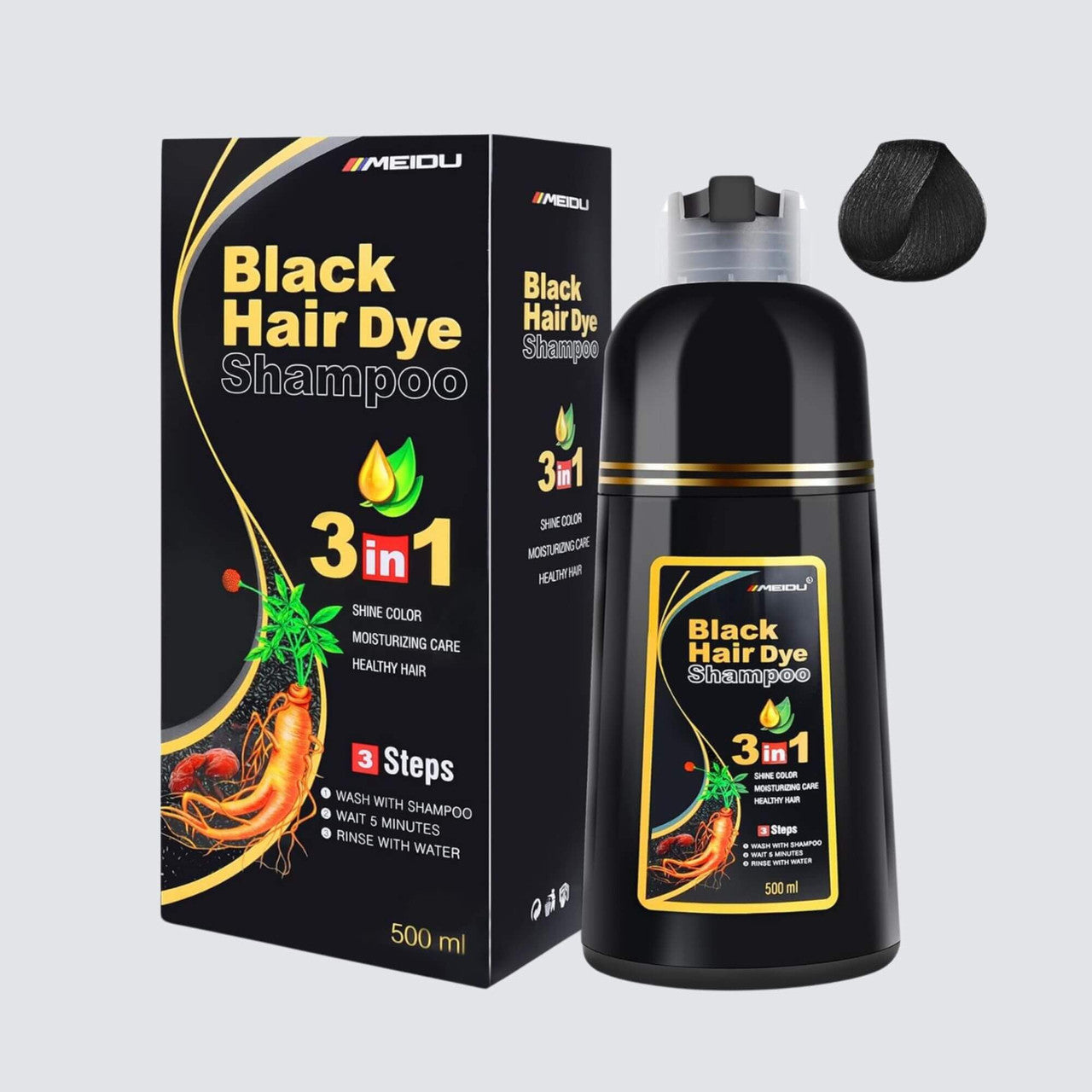 Meidu Black Hair Dye Shampoo 500 Ml - Elevate Styles