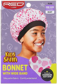 Thumbnail for Red by Kiss Kids Satin Bonnet with Wide Band – Heart Print (HJ08) - Elevate Styles
