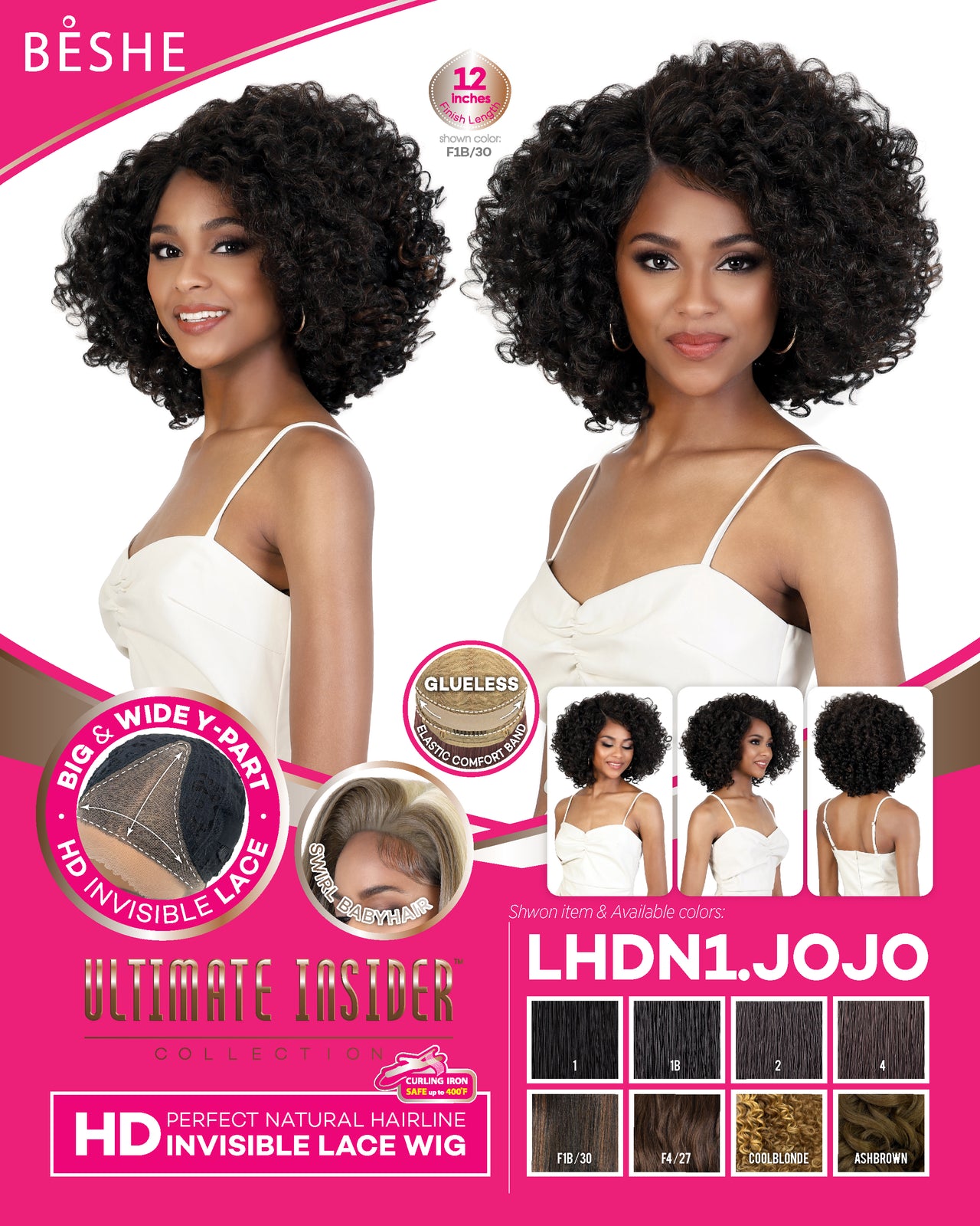 Beshe HD Invisible Lace Front Wig with Natural Curly Style LHDN1.JOJO - Elevate Styles