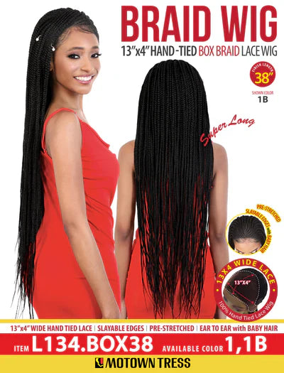 Motown Tress 13x4 Lace Box Braid Wig L134.BOX38 Color 1B - Elevate Styles