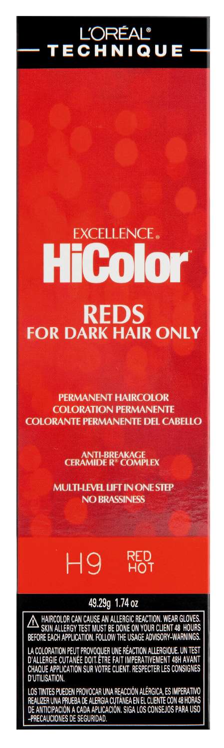 L'Oréal Technique Excellence HiColor H9 Red Hot - Permanent Hair Color for Dark Hair - Elevate Styles