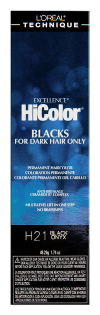 Thumbnail for L'Oréal Technique Excellence HiColor H21 Black Onyx - Permanent Hair Color for Dark Hair - Elevate Styles