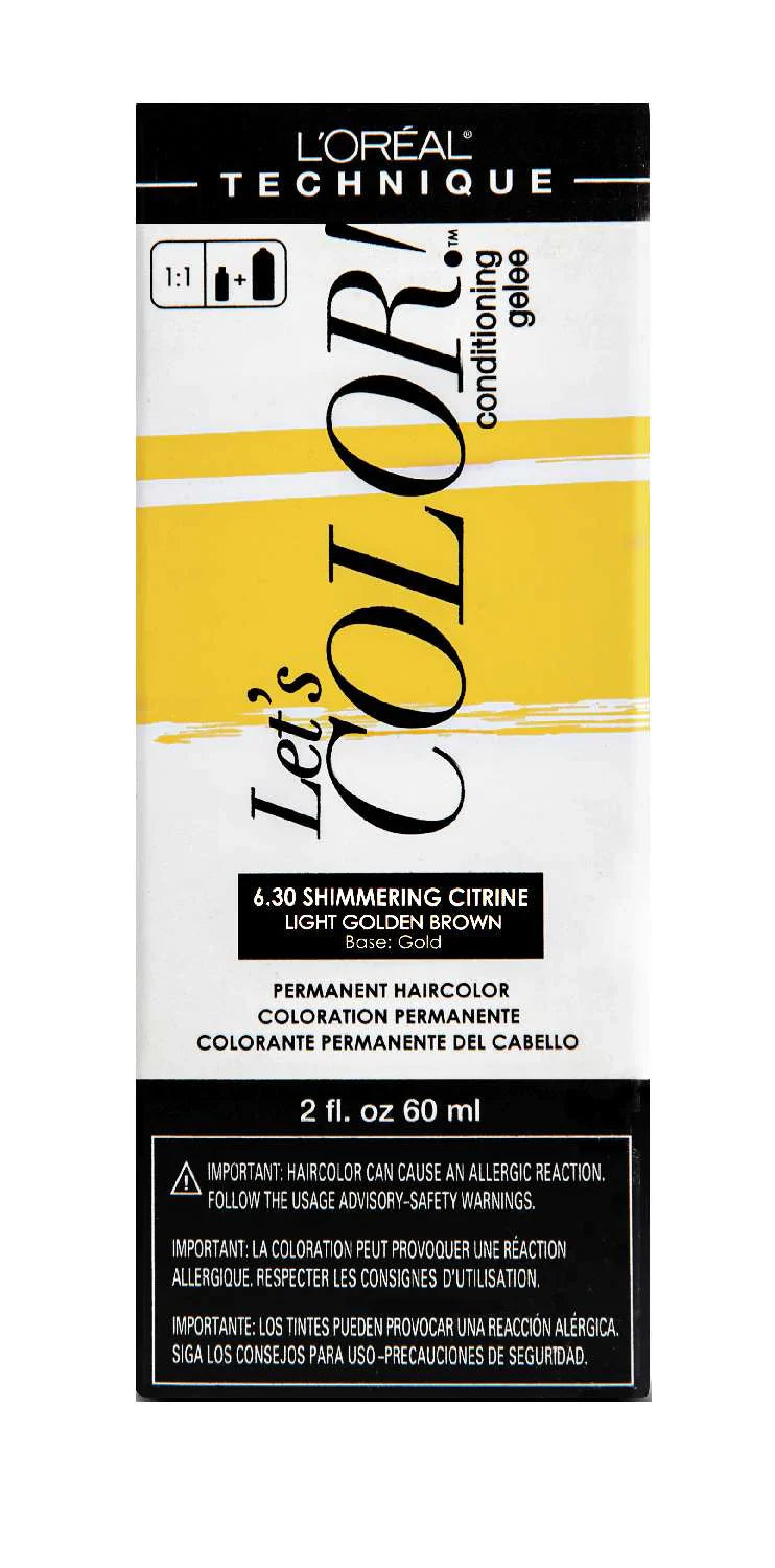 L’Oréal Technique Let's COLOR Permanent Gel Hair Color – 6.30 Shimmering Citrine (Light Golden Brown, Gold Base) – 2 fl oz - Elevate Styles