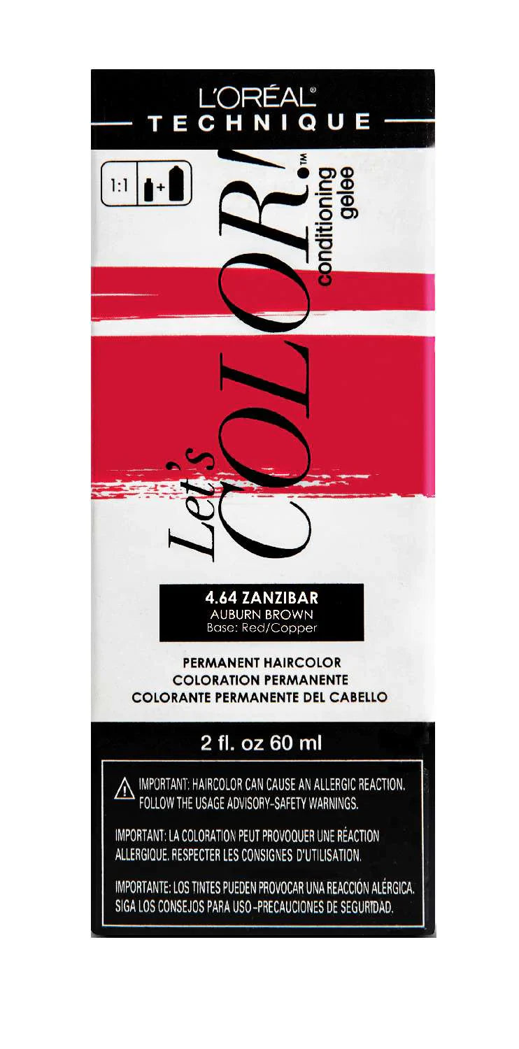 L'Oréal Technique Let’s Color 4.64 Zanzibar Auburn Brown Permanent Hair Color – 2 fl oz (60 ml) - Elevate Styles