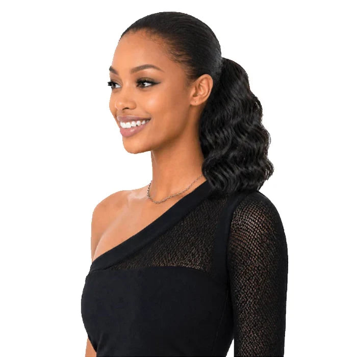 Bobbi Boss 100% Unprocessed Human Hair Full Cap Drawstring Wig – Deep Wave 12" MHFC005