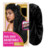 Thumbnail for Ms. Remi Dual Sided Adjustable Silky Satin Braid Bonnet Black #3707 - Elevate Styles