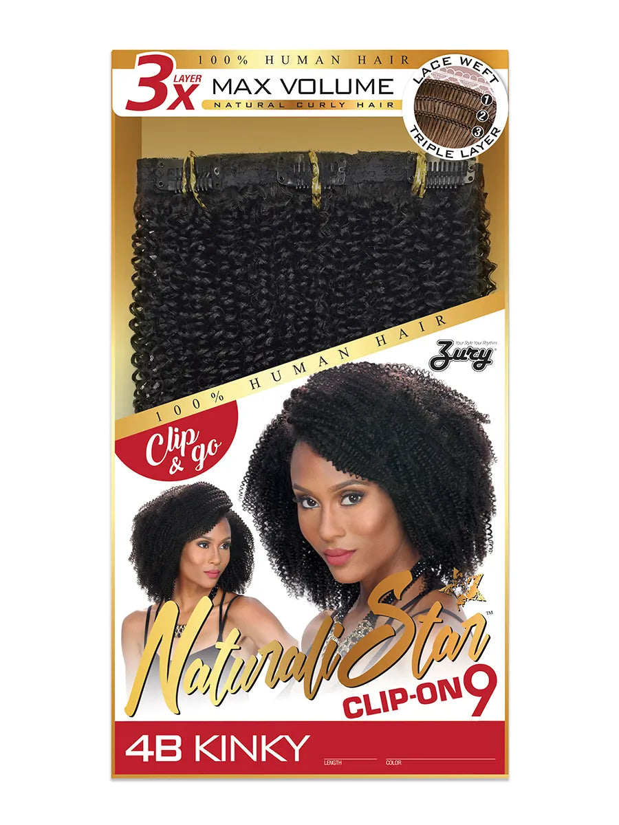 NATURALISTAR 100% REMI HUMAN HAIR CLIP-ON 9 4B KINKY 12" BLACK - Elevate Styles