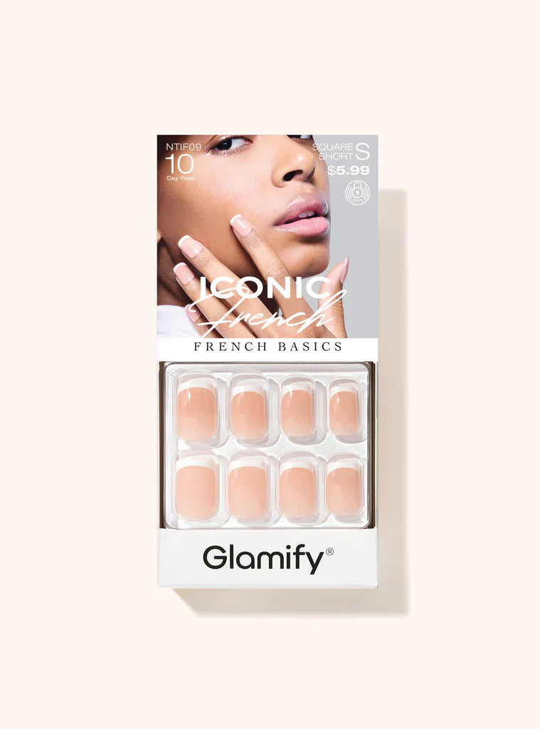 Glamify Iconic French Basics Square Short Press On Nails NTIF09 - Elevate Styles