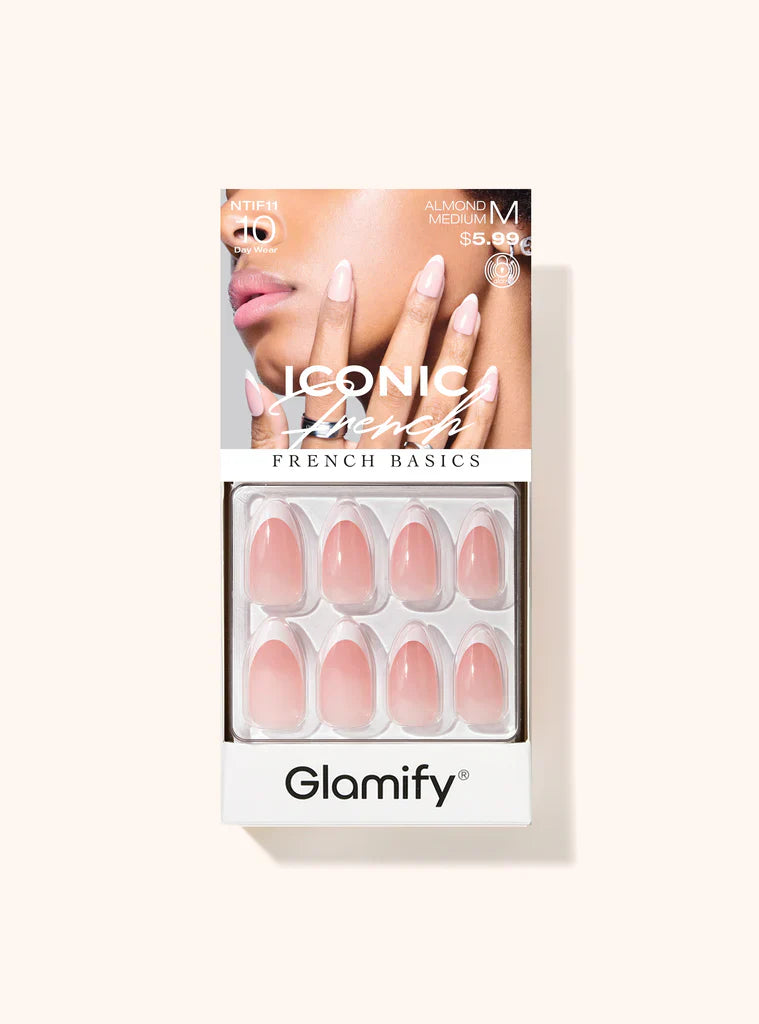 Glamify Iconic French Basics Press On Nails – Almond Medium NTIF11 - Elevate Styles