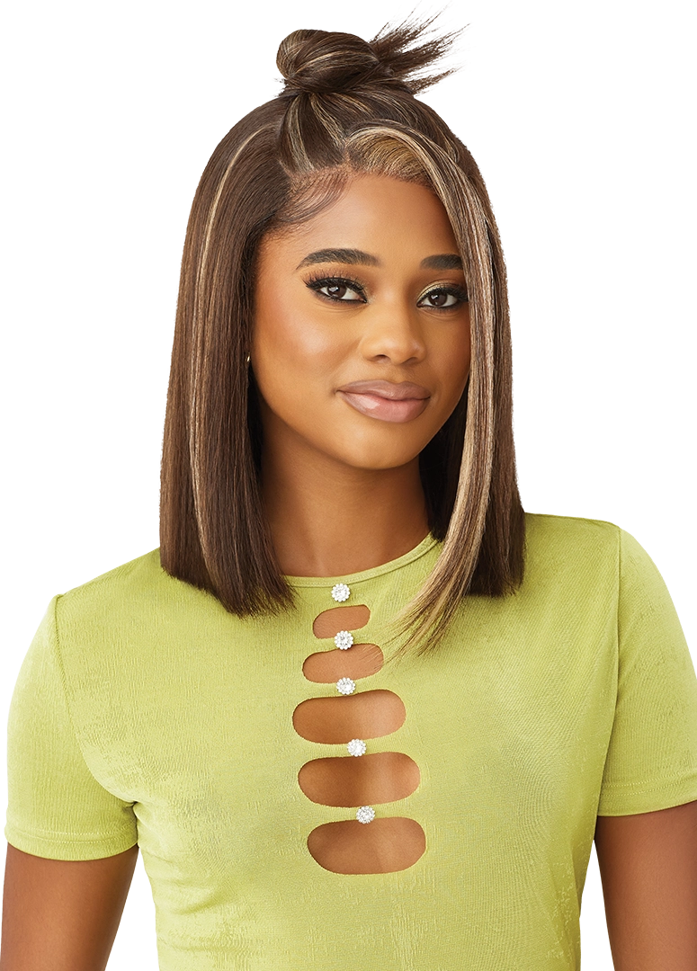 Outre 6x5 Pre Cut Lace Closure Wig Resize Me Cap HHB Yaki Straight Bob 14" QLHBO65YSB14 - Elevate Styles