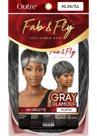 Thumbnail for Outre Fab&Fly™ Gray Glamour 100% Unprocessed Human Hair Wig HH Arlette QHFGARL - Elevate Styles