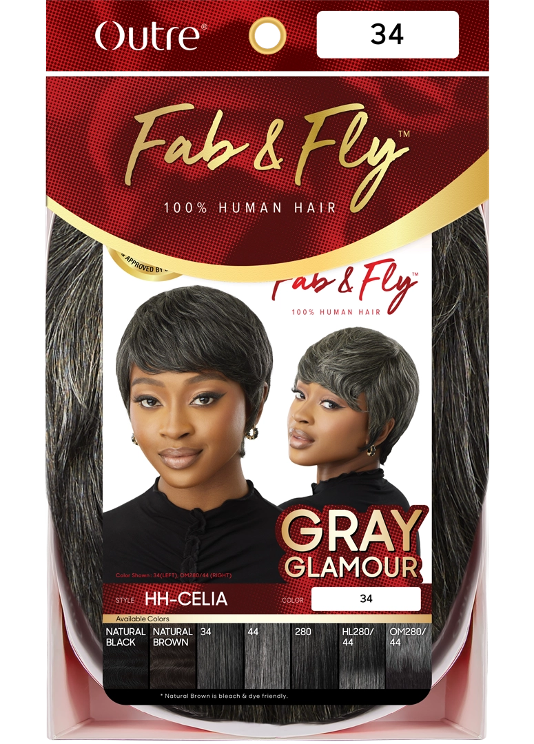 Outre Fab&Fly™ Gray Glamour 100% Unprocessed Human Hair Wig HH-CELIA QHFGCEL - Elevate Styles