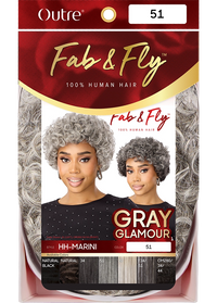 Thumbnail for Outre Fab&Fly™ Gray Glamour 100% Unprocessed Human Hair Wig HH Marini QHFGMAI*