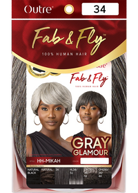 Thumbnail for Outre Fab&Fly™ Gray Glamour 100% Unprocessed Human Hair Wig HH Mikah QHFGMIK - Elevate Styles