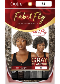 Thumbnail for Outre Fab&Fly™ Gray Glamour 100% Unprocessed Human Hair Wig HH Randy QHFGRAN - Elevate Styles