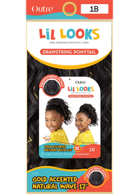 Thumbnail for Outre Lil Looks Drawstring Pony - Gold Accented Natural Wave 12