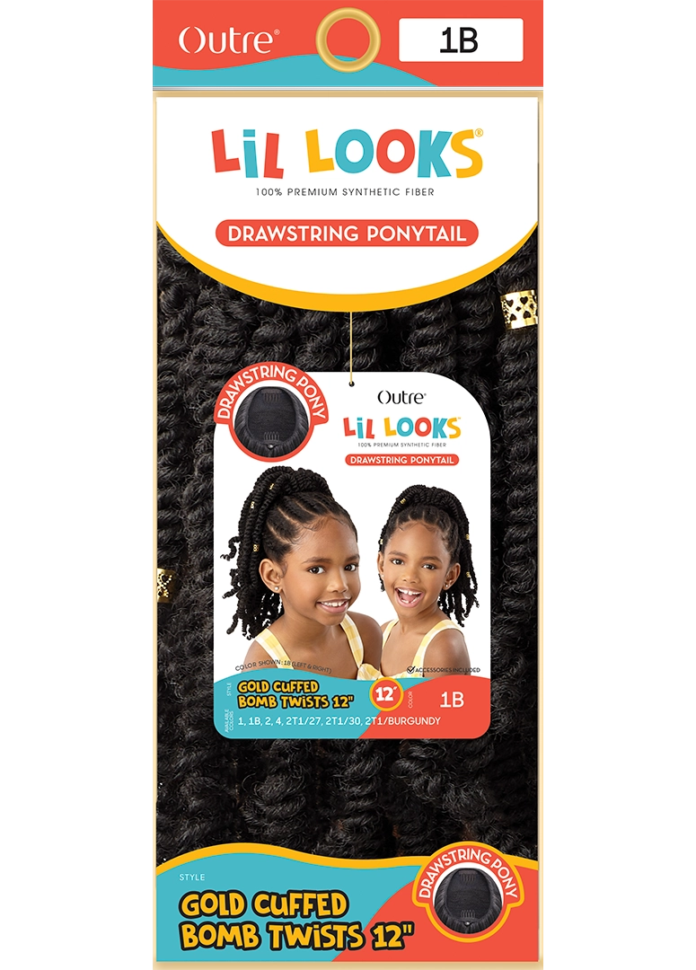Outre Lil Looks Drawstring Pony - Gold Cuffed Bomb Twist 12" - Elevate Styles
