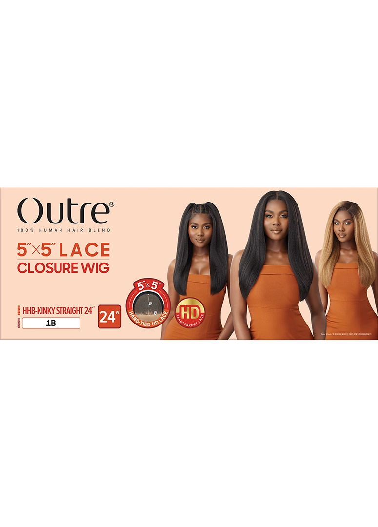 Outre 5"x 5" HD Lace Closure Lace Front Wig HHB-Kinky Straight 24" - Elevate Styles