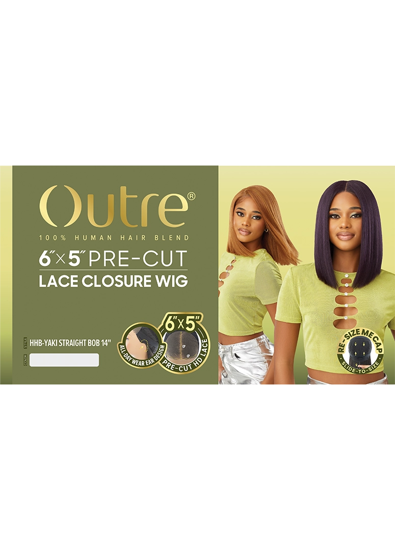 Outre 6x5 Pre Cut Lace Closure Wig Resize Me Cap HHB Yaki Straight Bob 14" QLHBO65YSB14 - Elevate Styles