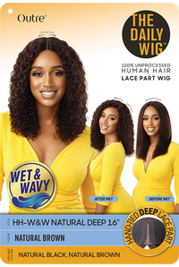 Thumbnail for Outre Daily Wig Human Hair Wet n Wavy Wig Natural Deep 16