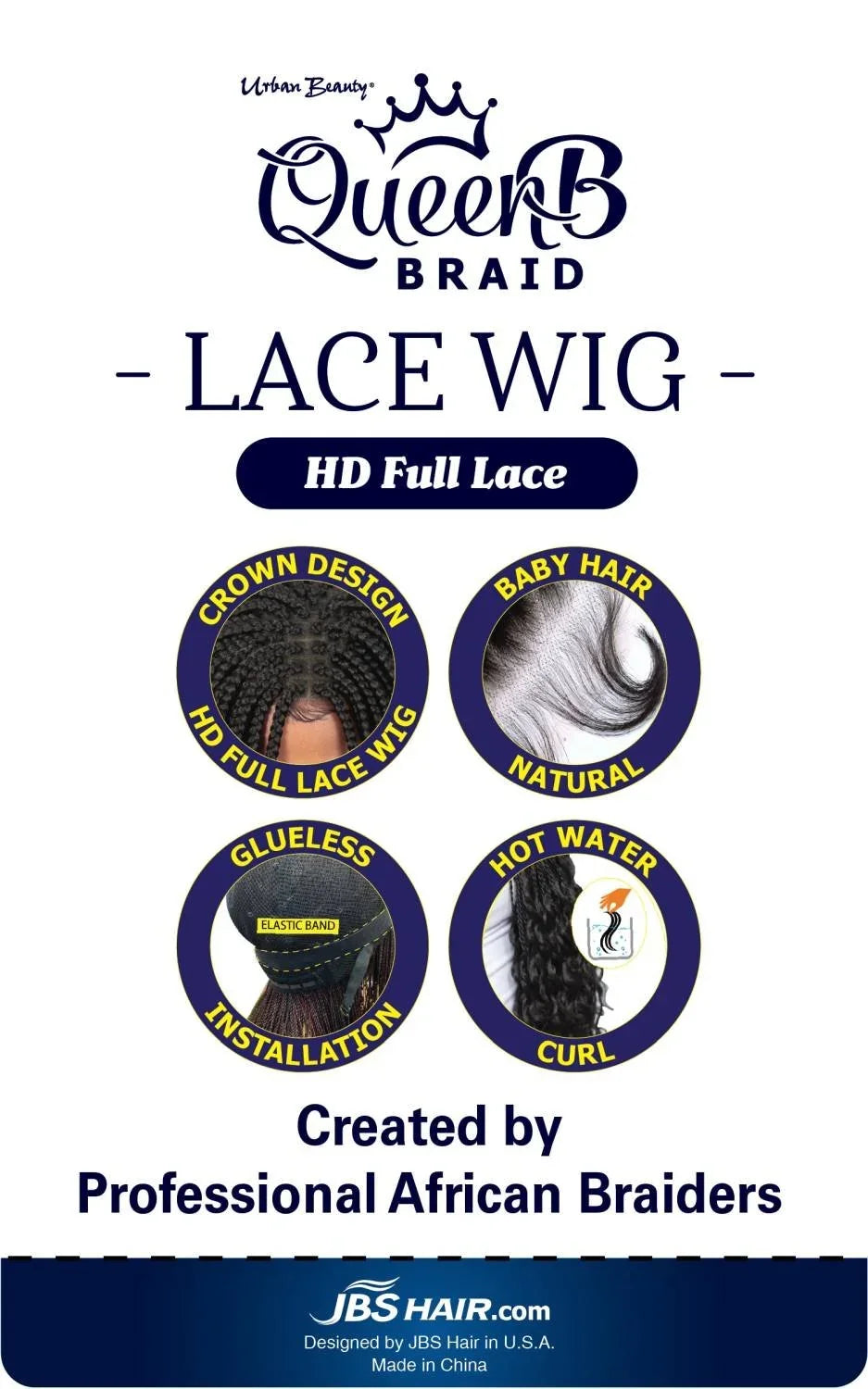 Urban Beauty Queen Braid Full Lace Wig Box Braid 26" QLW313