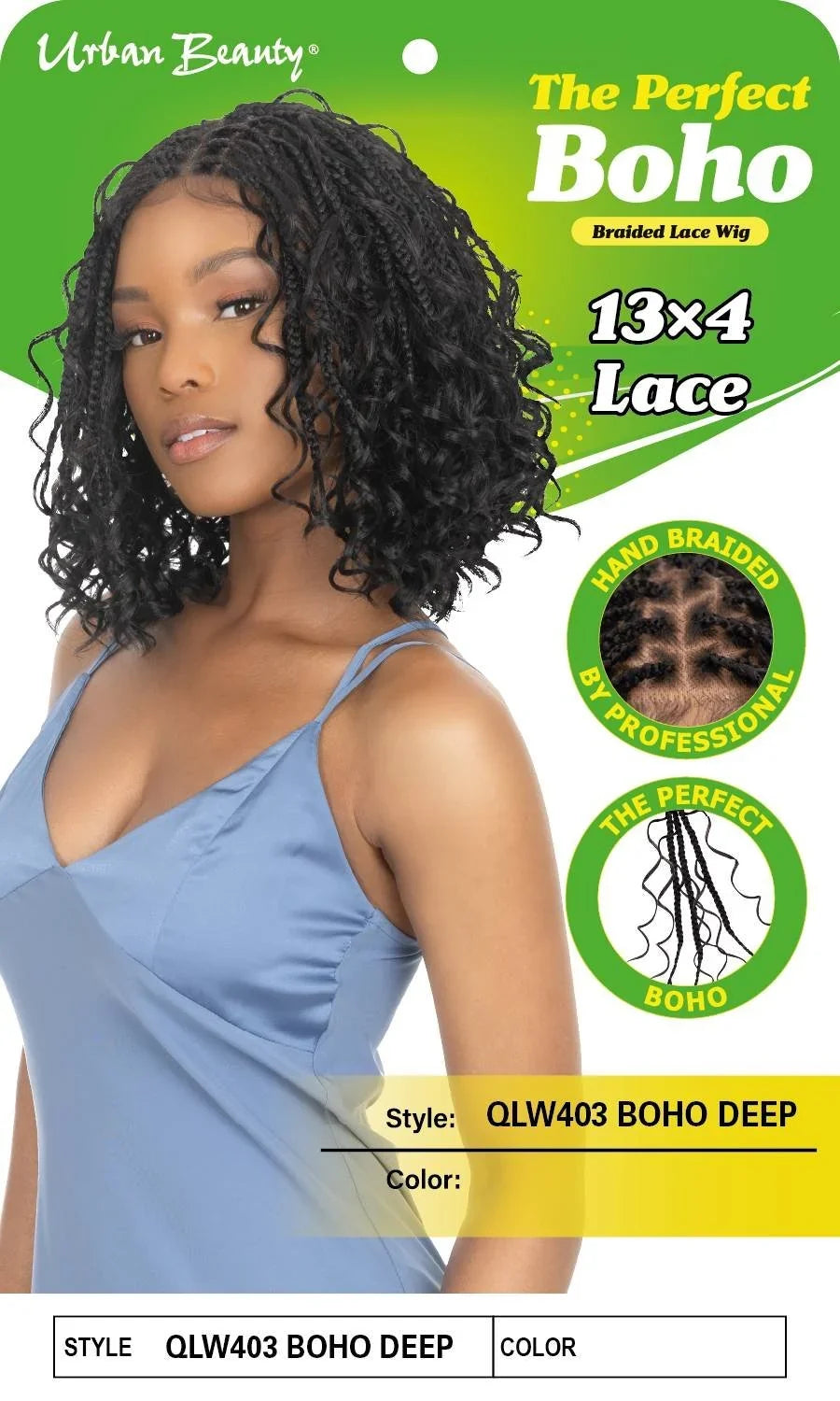 Queen B The Perfect Boho Braided Lace Wig QLW403 BOHO DEEP_COLOR 1B