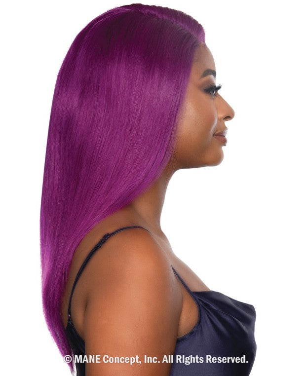 Mane Concept Trill 100% Unprocessed Human Hair HD Whole Hand-Tied Lace Wig - Rich Purple Straight 22" (TROC4304) - Elevate Styles