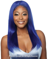 Thumbnail for Mane Concept Trill 100% Unprocessed Human Hair HD Whole Hand-Tied Lace Wig - Royal Blue Straight 22