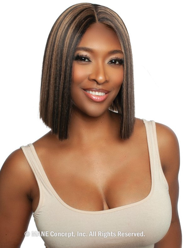 Mane Concept Brown Sugar 100% HH Mix HD Blunt Cut Lace Wig Straight Cut 01 BSHC233 - Elevate Styles