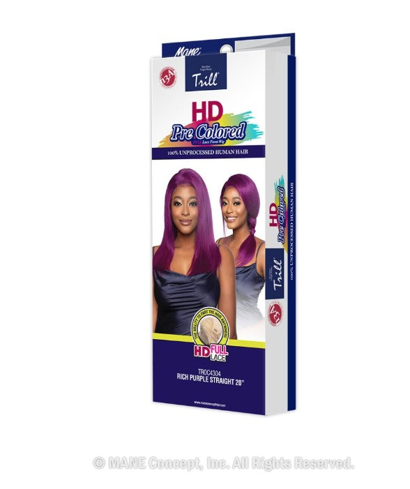 Mane Concept Trill 100% Unprocessed Human Hair HD Whole Hand-Tied Lace Wig - Rich Purple Straight 22" (TROC4304) - Elevate Styles