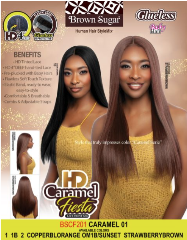 Mane Concept Brown Sugar Caramel Fiesta HD Lace Front Wig Caramel 01 BSCF201 - Elevate Styles