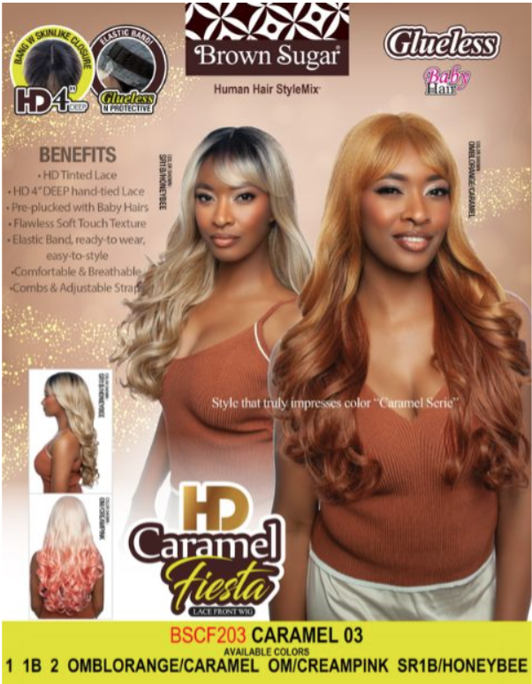 Mane Concept Brown Sugar Caramel Fiesta HD Lace Front Wig Caramel 03 BSCF203 - Elevate Styles