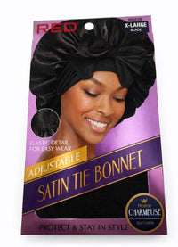 Thumbnail for RED by Kiss Adjustable Satin Tie Bonnet – X-Large (Black) HQ230 - Elevate Styles