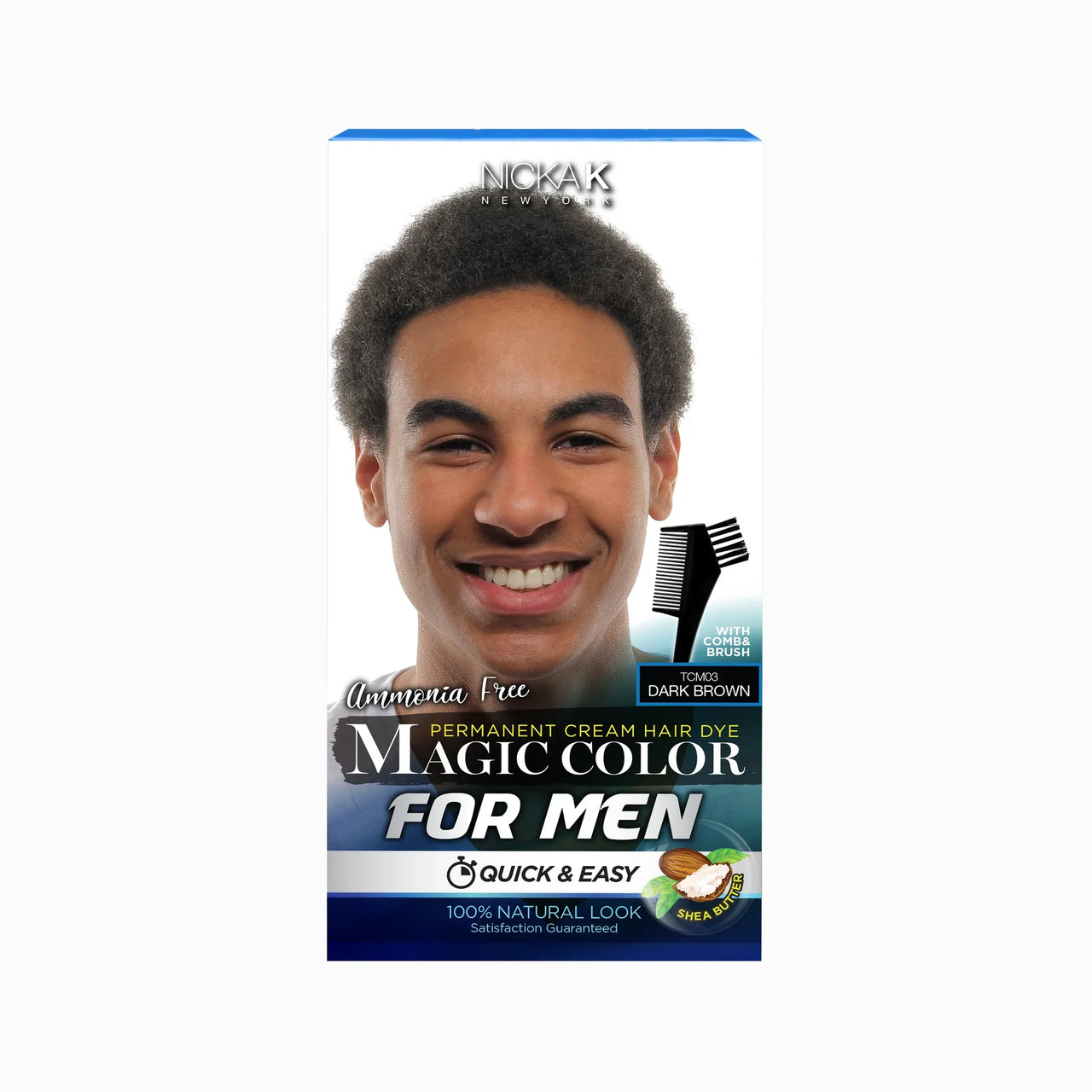 Nicka K New York Magic Color for Men Permanent Cream Hair Dye Dark Brown - Elevate Styles