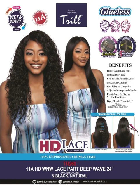 Mane Concept Trill 11A HD Lace Front Wig Deep Wave 24" TR260 - Elevate Styles