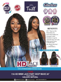 Thumbnail for Mane Concept Trill 11A HD Lace Front Wig Deep Wave 24