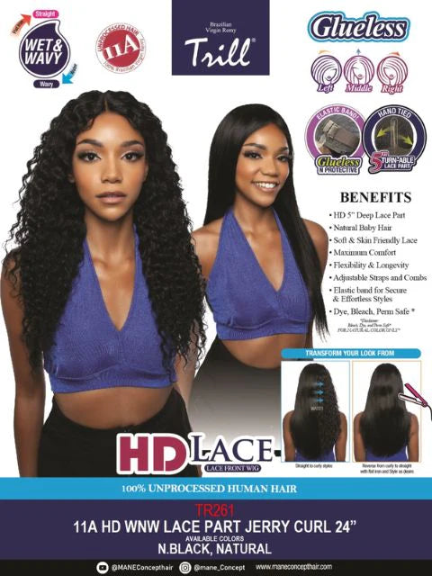 Mane Concept Trill 11A HD Lace Front Wig Jerry Curl 24" TR261 - Elevate Styles