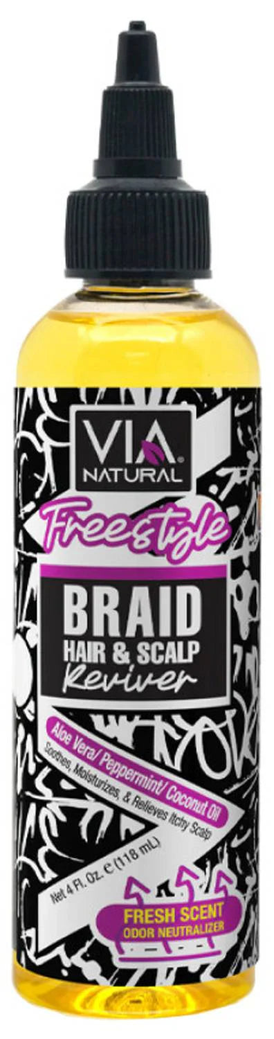 VIA Natural Freestyle Braid Hair and Scalp Reviver Aloe Peppermint Coconut Oil 4 Oz - Elevate Styles