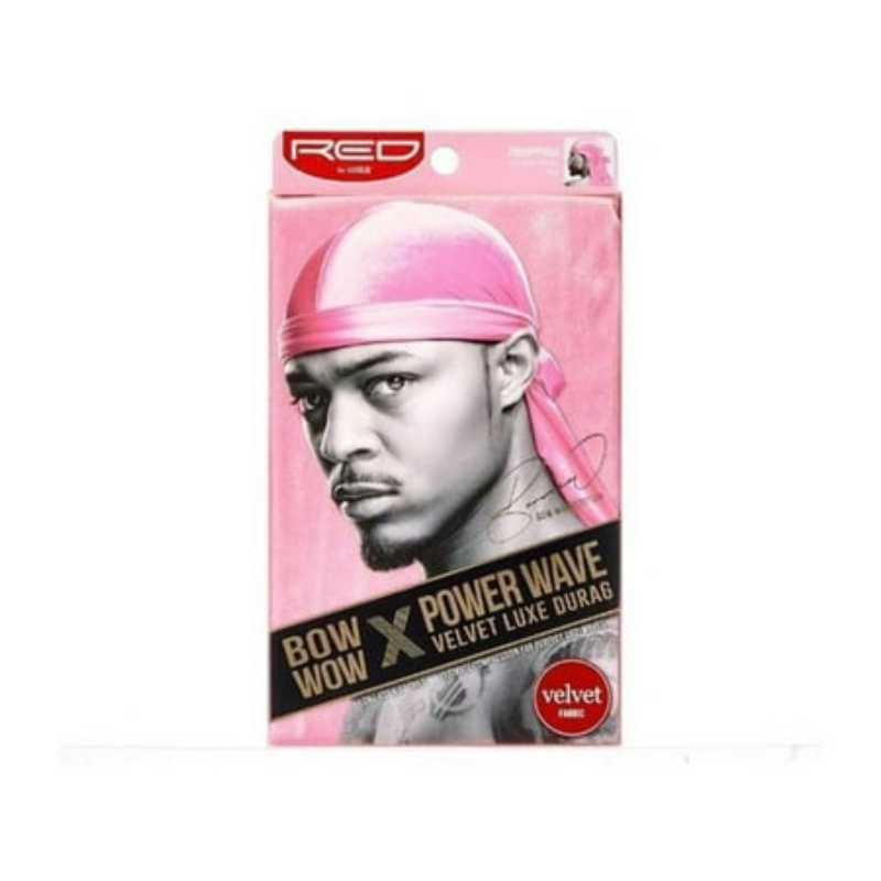 Kiss - Red Power Wave Velvet Durag Pink HD75 - Elevate Styles