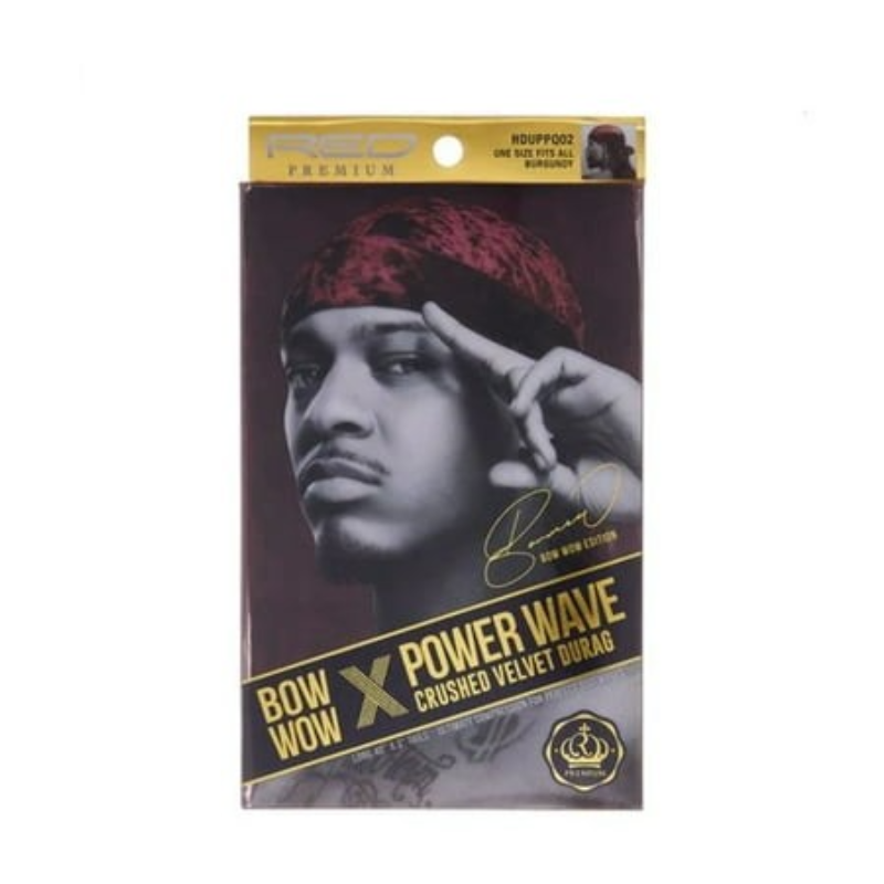 Red Premium Bow Wow Power Wave Crushed Velvet Durag HD82 - Elevate Styles