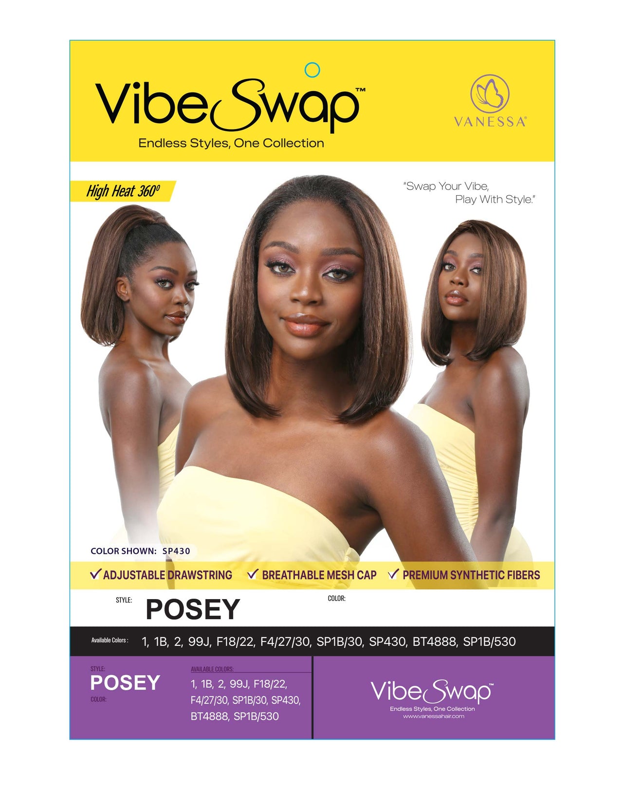 Vanessa Vibe Swap Half Wig Posey - Elevate Styles