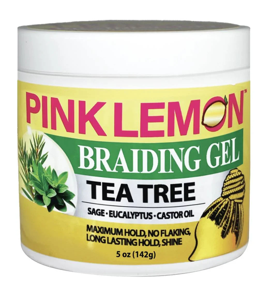 Pink Lemon Braiding Gel Tea Tree – Maximum Hold 5 Oz - Elevate Styles